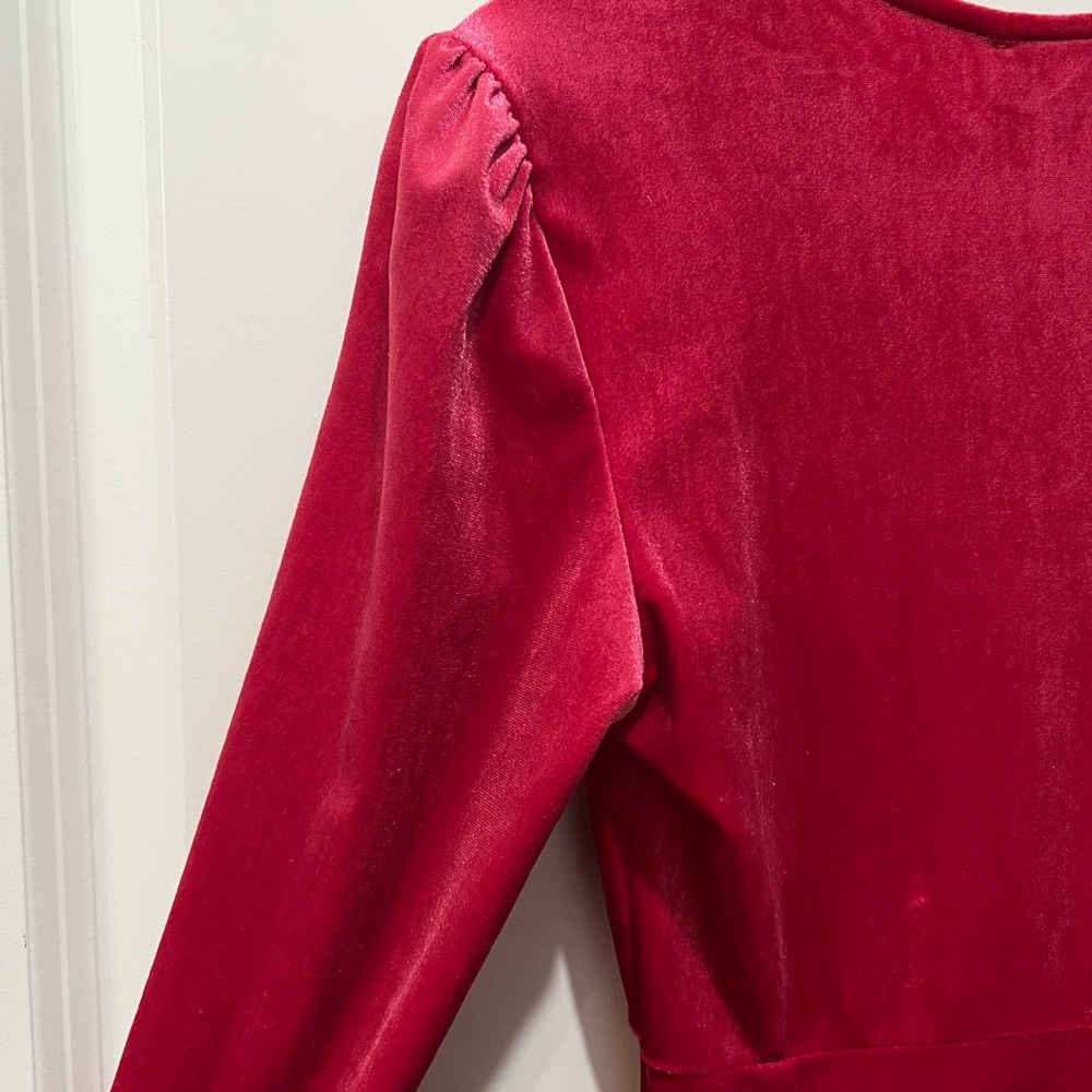 Cider Velvet V-Neck Mini Dress Long Sleeve Pink Size XS - Picture 10 of 11